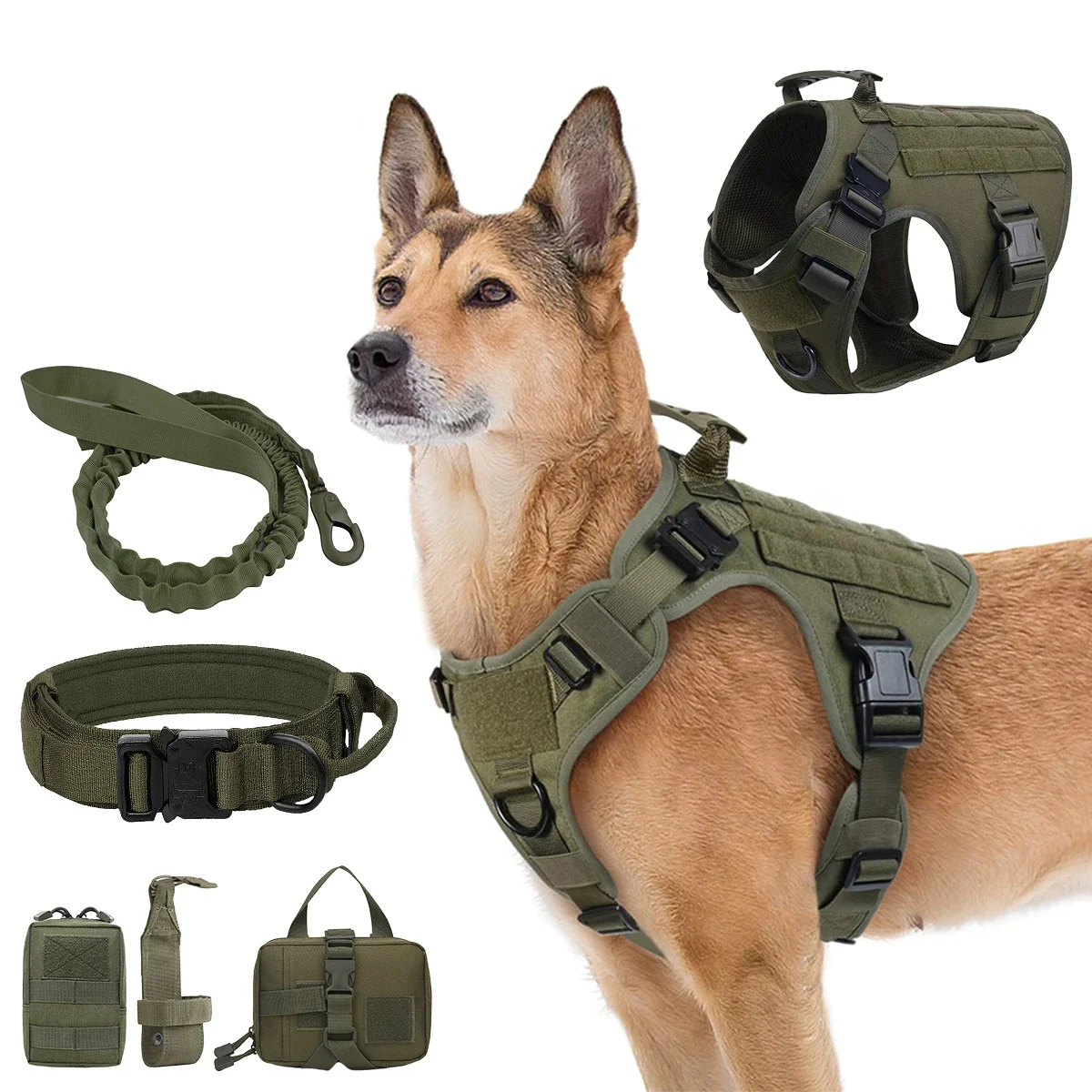 

Военная шлейка для собак, ошейник, поводок, сумки Molle для средних и больших собак, тренировочный жилет для прогулок с немецкой овчаркой, шлейки для собак