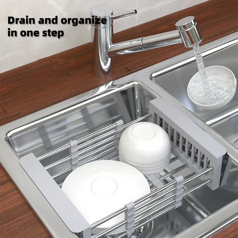 Sink Dish Drying Rack Expandable Dish Rack for Kitchen Sink Metal Dishing Drainer Kitchen Sink Organizer for Vegetable and Fruit