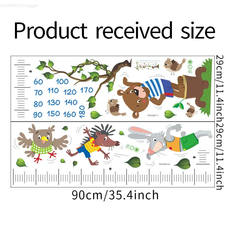 Cartoon Height Measure Wall Sticker for Kids Rooms Child Growth Ruler Stickers Gauge Growth Chart School Decals Nursery Bedroom