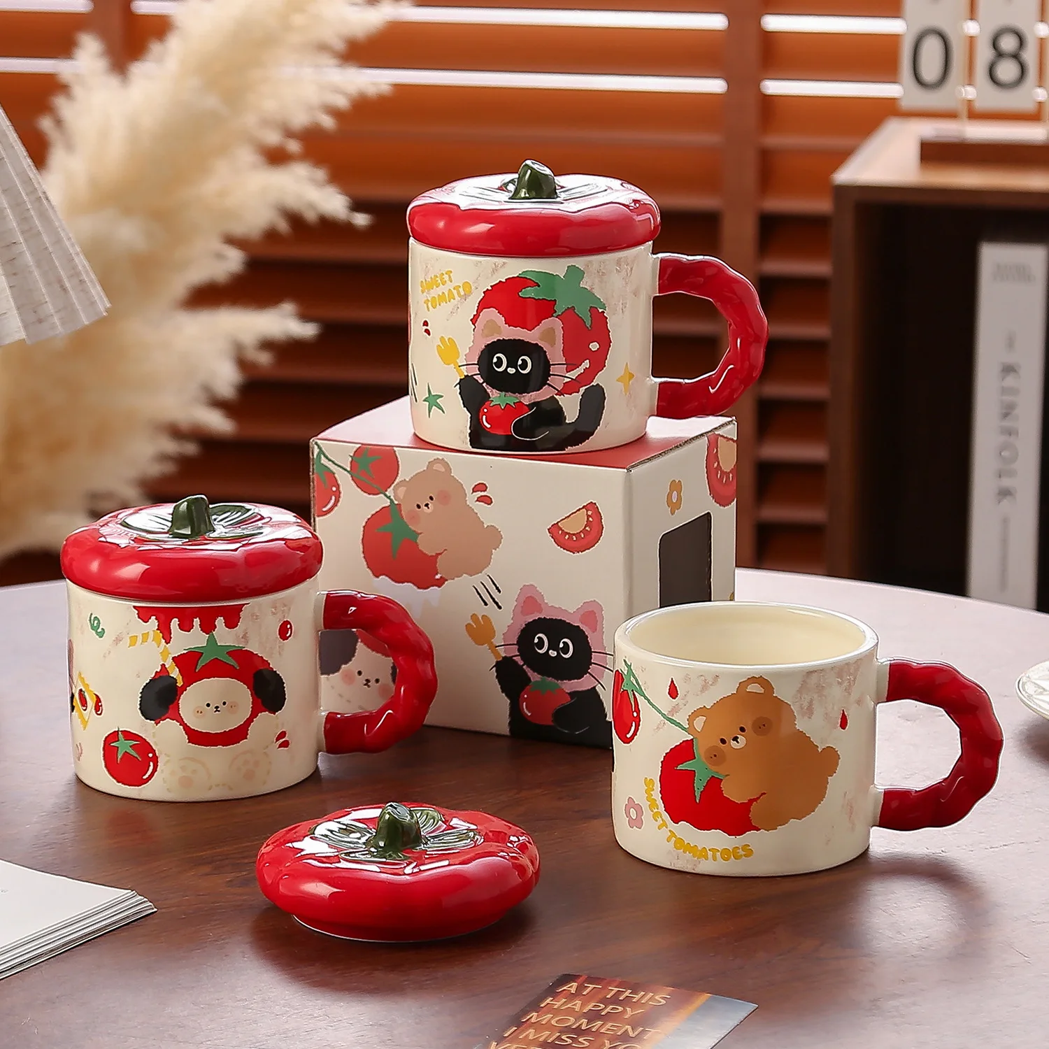 

Makeup With Lid Cute Tomato Cup Ceramic Water For Women New Model Give Birthday Gift To Girlfriends And Girls