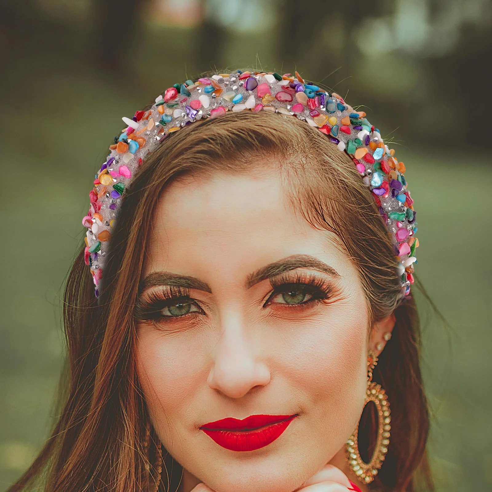 

Crystal Gemstone Headband Comfortable Hair Accessories Unique Fashion Design Womens Statement Embellished Headbands Girls