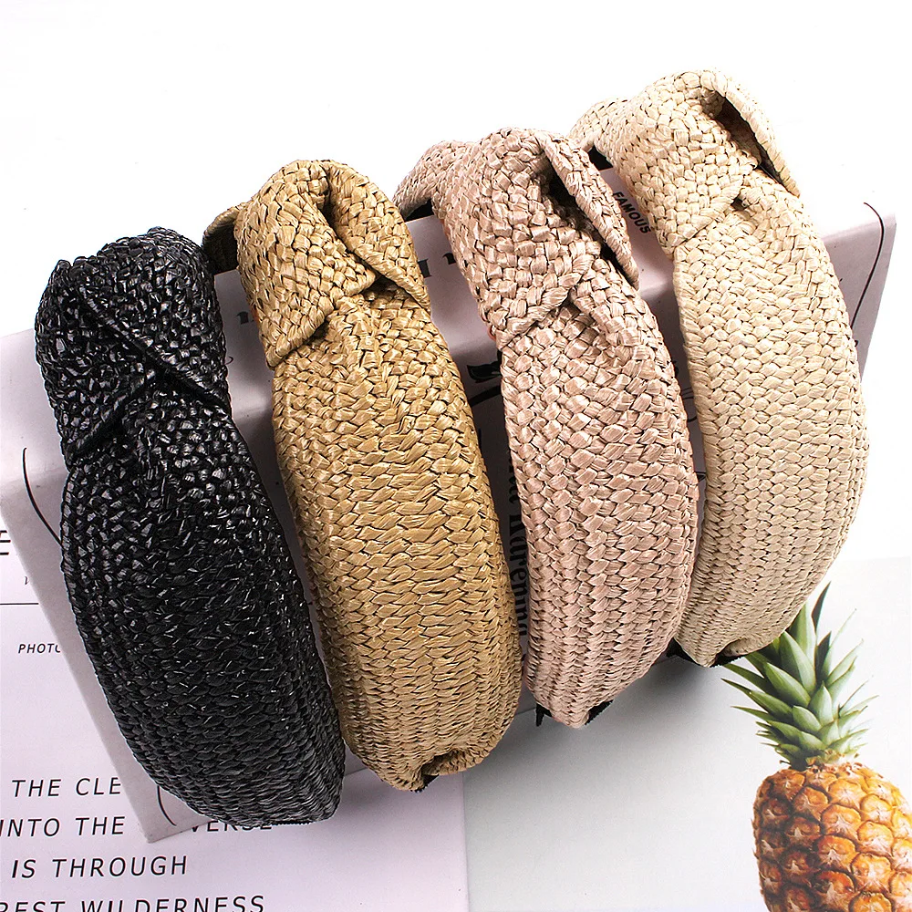 New fashion Solid color hand-knotted knotted Headbands for Women Hair Accessories Solid color Wide  Headwear Hairbands