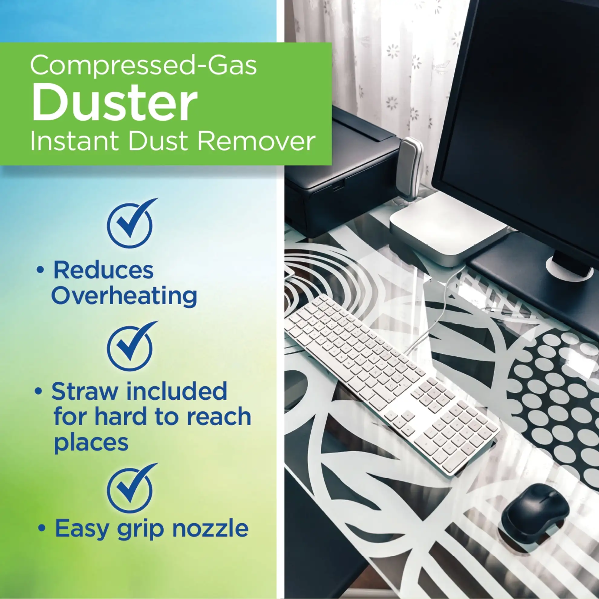 

Model FLCNRET10522 Compressed Gas Duster, 2 Pack, 10oz, 8.5" H, 3" W