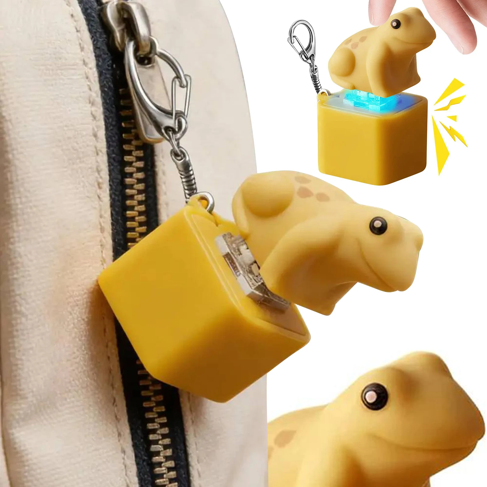 Cute Frog Keychain with Realistic Sound & LED Light Frog Croaking Fidget Toy Finger Clicker Toy Birthday Gift for Kids & Adults
