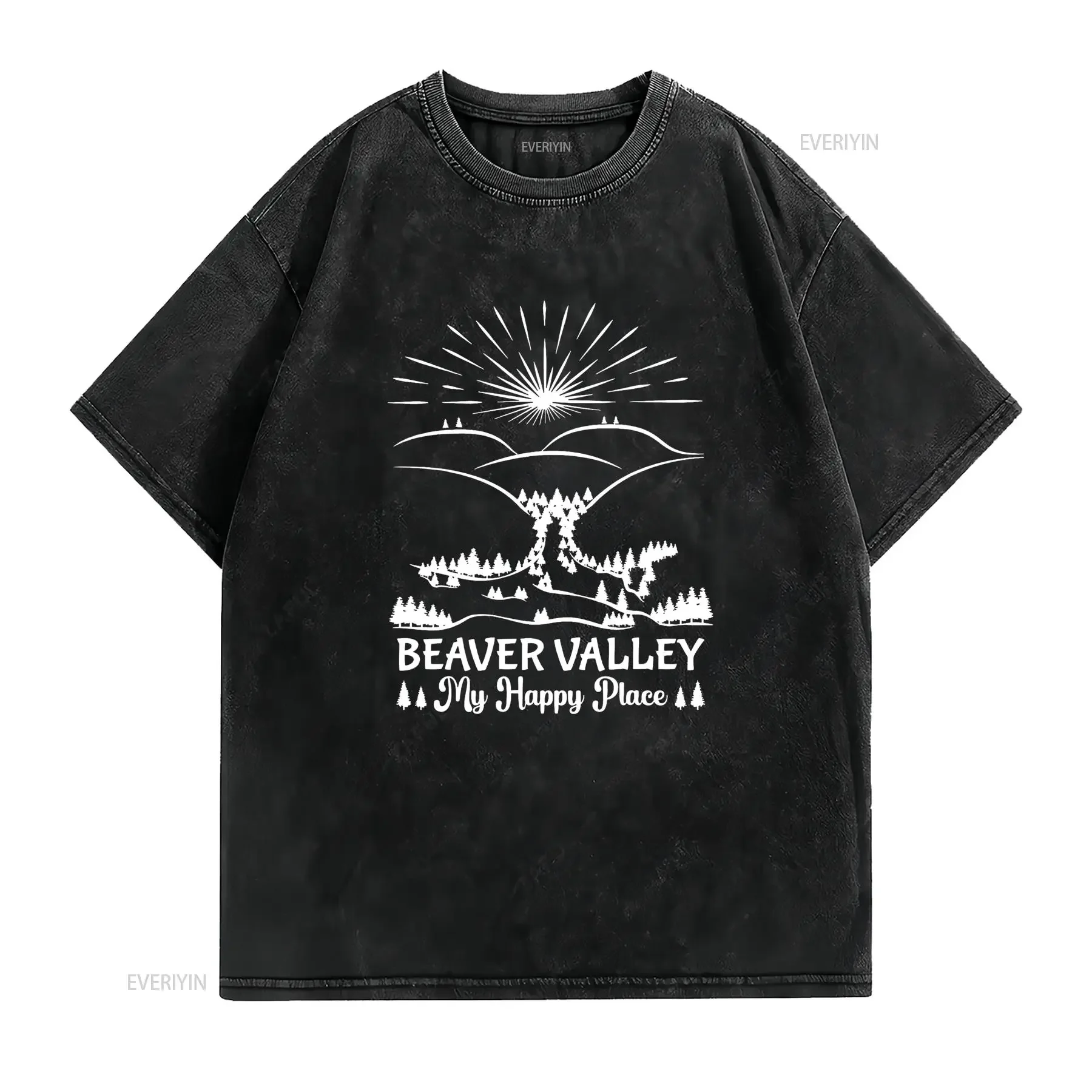 بلدي سعيد مكان مضحك سمور فالي تي شيرت خمر غسلها أوم تنفس امتدت مصمم الملابس أنيق قليلا الموضة #2