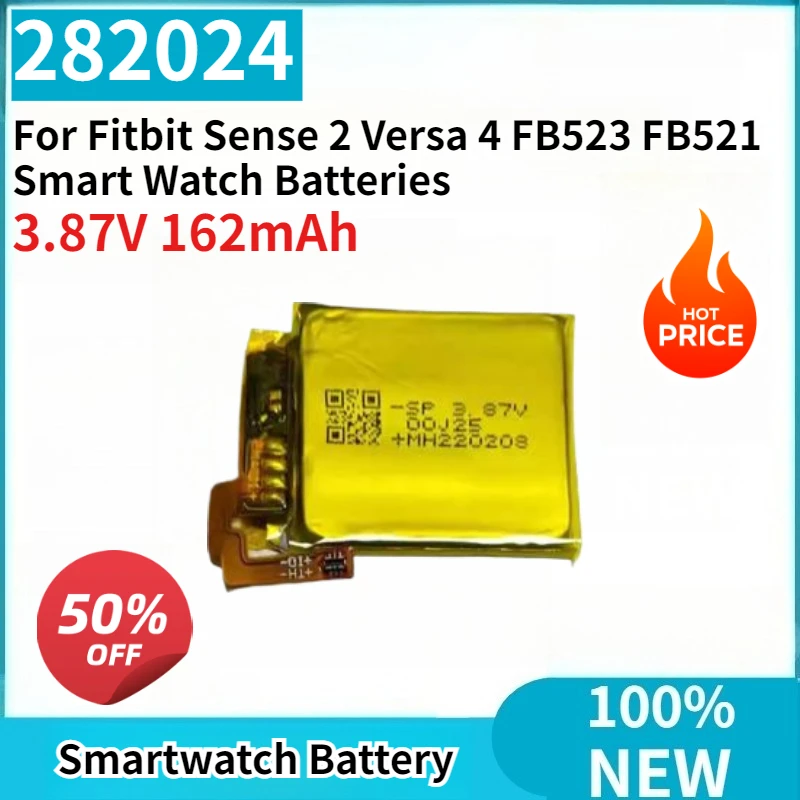 

Высококачественная новая сменная батарея 282024 3.87V 162mAh для умных часов Fitbit Sense 2, Versa 4, FB523, FB521