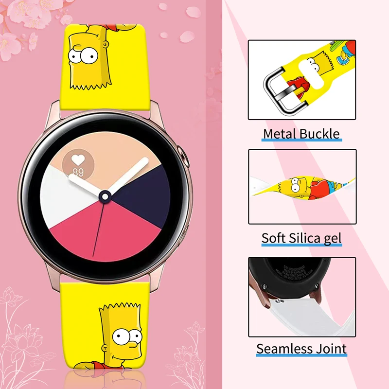 Disney Simpson 20mm Printed Strap for Samsung Galaxy Watch 6/5 40mm 44mm Band Replaceable Bracelet for Amazfit Balance 5Pro 45mm