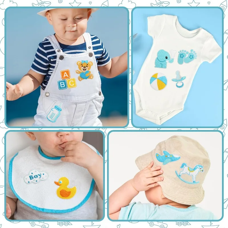 Blue Baby Boy Sewing Iron-on Embroidered Badge Patches for DIY Children's T-shirt Backpack Clothing