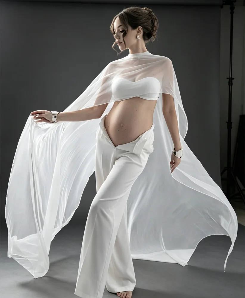 accessori-per-fotografia-di-maternita-sciarpa-lunga-in-morbido-chiffon-abbinata-a-pantaloni-a-gamba-larga-set-di-stile-semplice