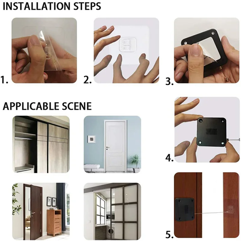 2X Punch-Free Automatic Sensor Door Closer Automatically Close For All Doors-B61B