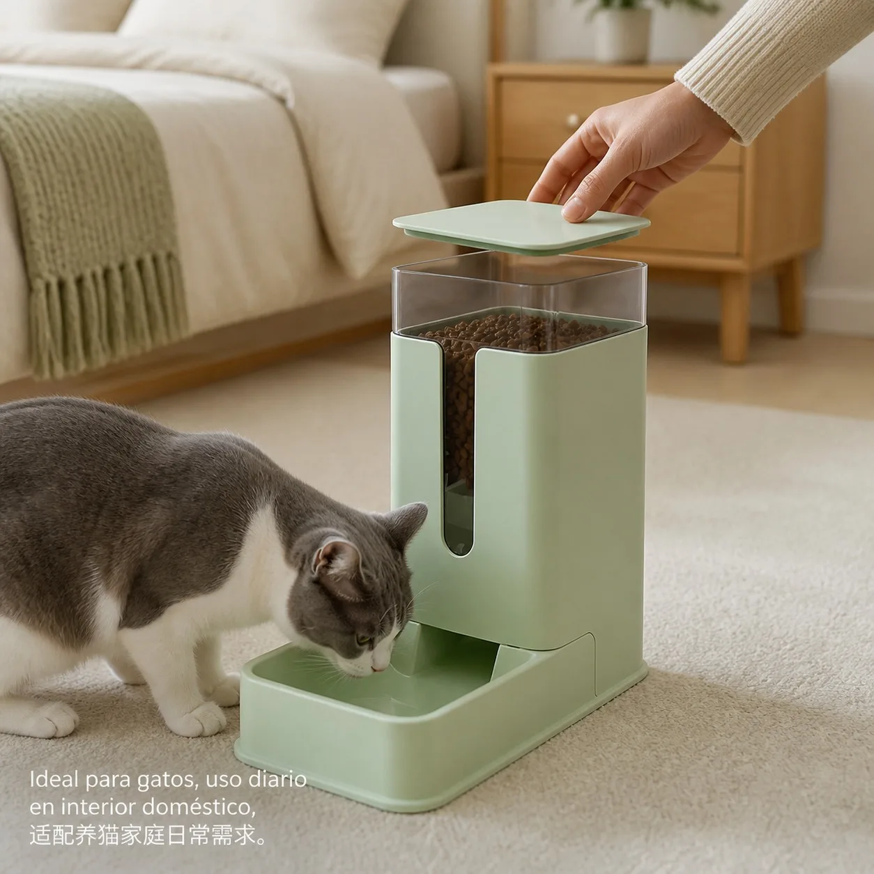Distributeur automatique d'aliments et d'eau pour animaux de compagnie de 3,5 L, distributeur en plastique PP à alimentation par gravité pour chiens et chats, réservoir transparent de grande capacité et facile à nettoyer