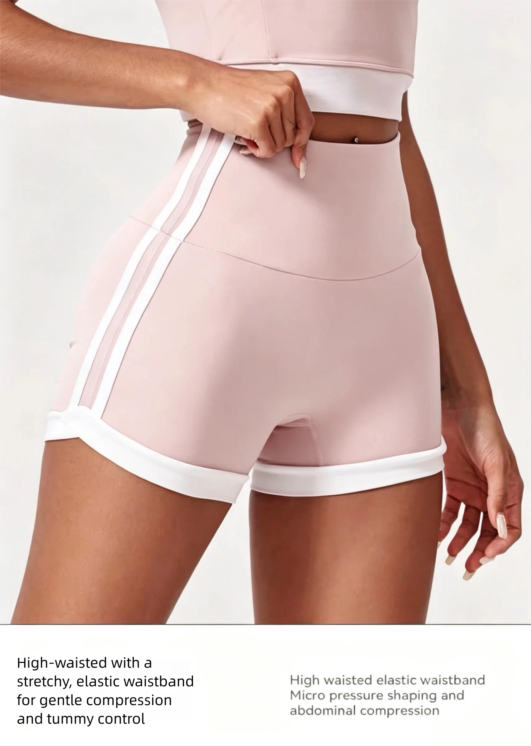 Damen High-Waist Scrunch Butt Yoga-Shorts, atmungsaktiv, Bauchkontrolle, Anti-Squat, Pilates, Fitness, Workout, Biker-Shorts – Detail 3