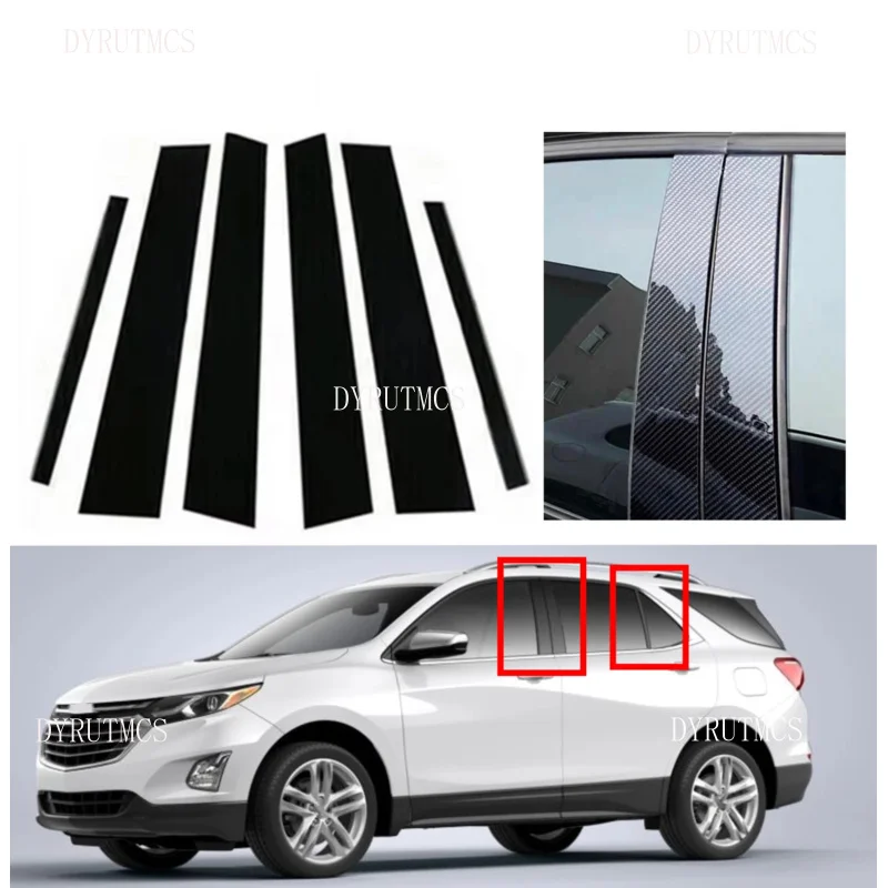 

Подходит для Chevy Equinox 2018 2019 2020 2021 2022 2023, глянцевые черные, серебристые стойки, наклейка на окно, дверь, хромированная