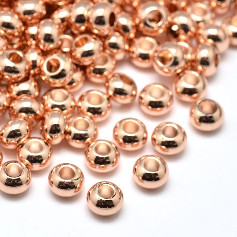 

20PCS Brass Flat Round Spacer Beads Rose Gold 6x4mm Hole: 2mm