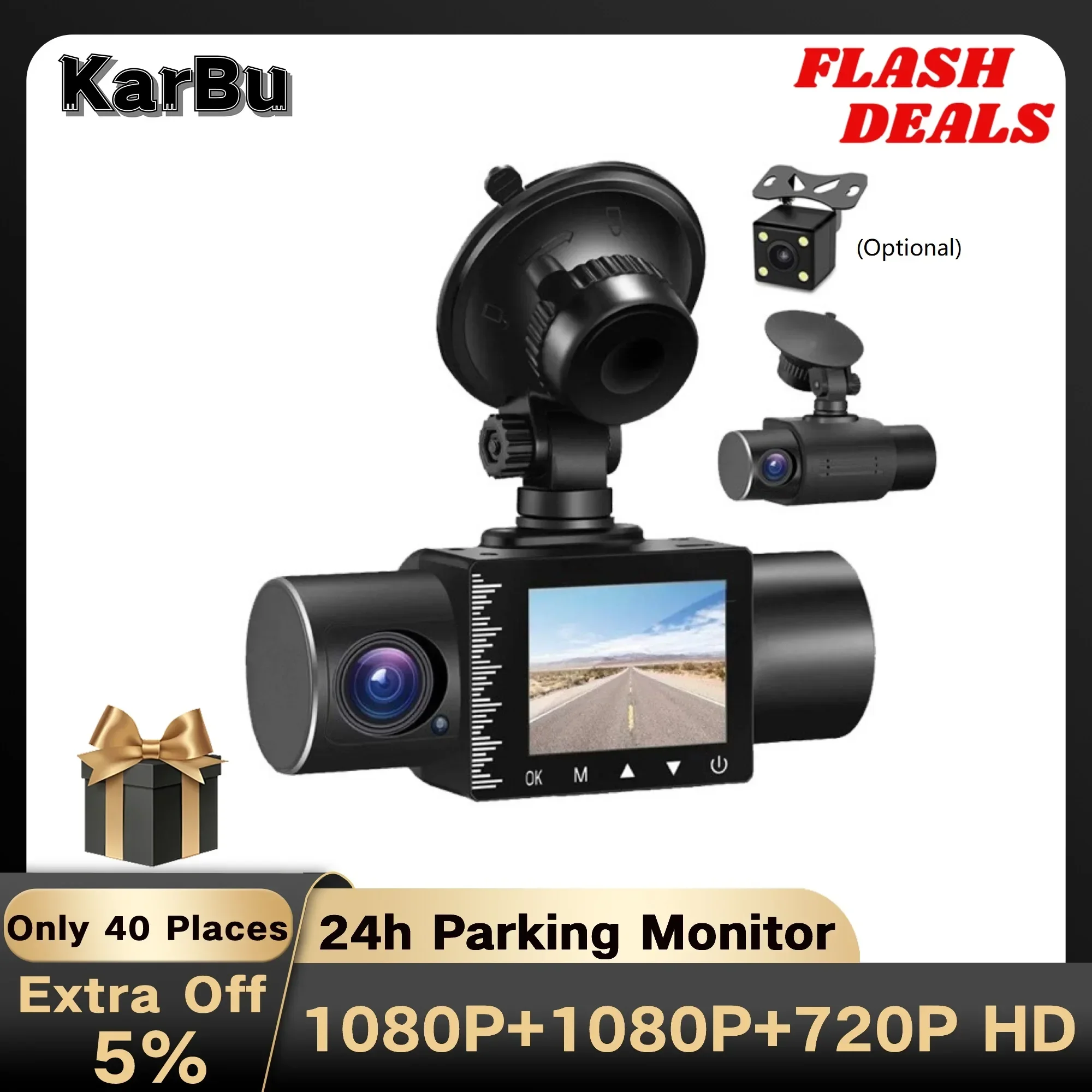 Dash Cam 3 Camera for Car 1080P HD Dashcam 24h Parking Monitor Dvr Para Coche Front and Rear Dvrs Kamera Samochodowa Rejestrator