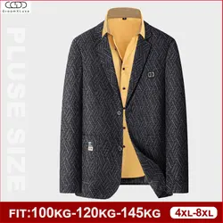 GROOMXLUXE Plus Size Men's Print Suit Coat Retro Slim Oversized Men Casual Blazer Herringbone Prom Sport Coat Jacket 100-140KG