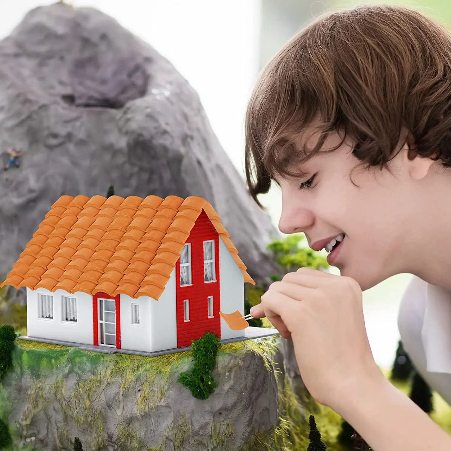 100 pezzi di piastrelle per tetto set di costruzione piastrelle in miniatura mini casa delle bambole tegole finte casa delle bambole cucina accessori da giardino