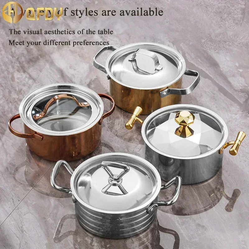 

Hammer shaped small hot pot one person,304 three layer stainless steel small hot pot, special soup pot for induction cooker