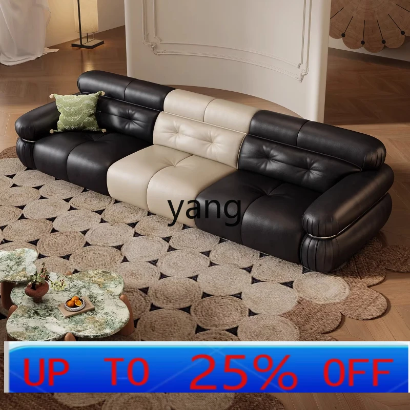 LTT all-leather sofa oil wax first layer cowhide Dai Mo black color matching French retro sofa