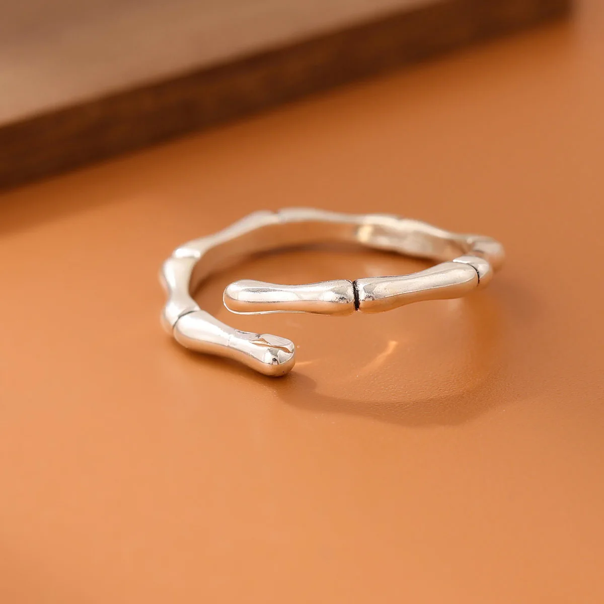 جديد 925 فضة مجوهرات بسيطة الإبداعية الخيزران قابل للتعديل شخصية افتتاح خواتم R349