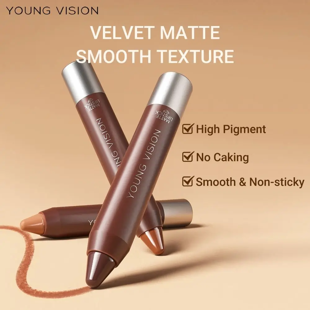 Chocolate Tone Matte Lip Liner Pencil Waterproof Non-stick Cup Lip Contouring Pencil Soft Velvet Long Lasting Lipstick Pen Women