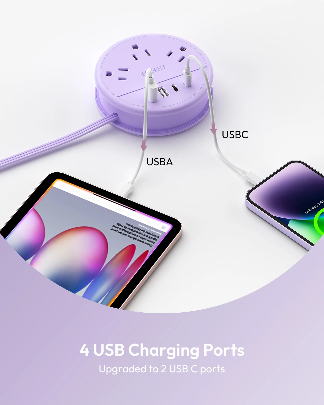 الولايات المتحدة التوصيل قطاع الطاقة المحمولة مع USB-C شحن سريع منافذ 3AC 4 منافذ USB 4FT تمديد الحبل لسفن الرحلات البحرية المطارات الفنادق