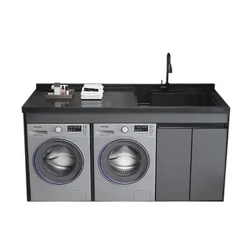 Moderní balkonová skříň na prádlo, kombinovaná dvojitá pračka se sušičkou, dvojité umyvadlo z křemenného kamene 6 nejlepší prodej skříňka pračky - №6