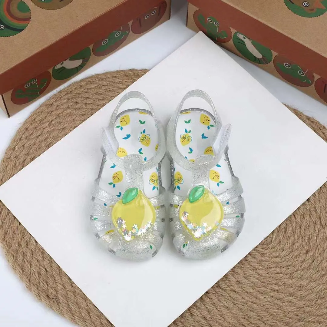 2024 Hot High Quality Children's Jelly Shoes Baby Hollow Summer Sandals Cute Fruit Strawberry Soft Sole Roma Sandals HMI092