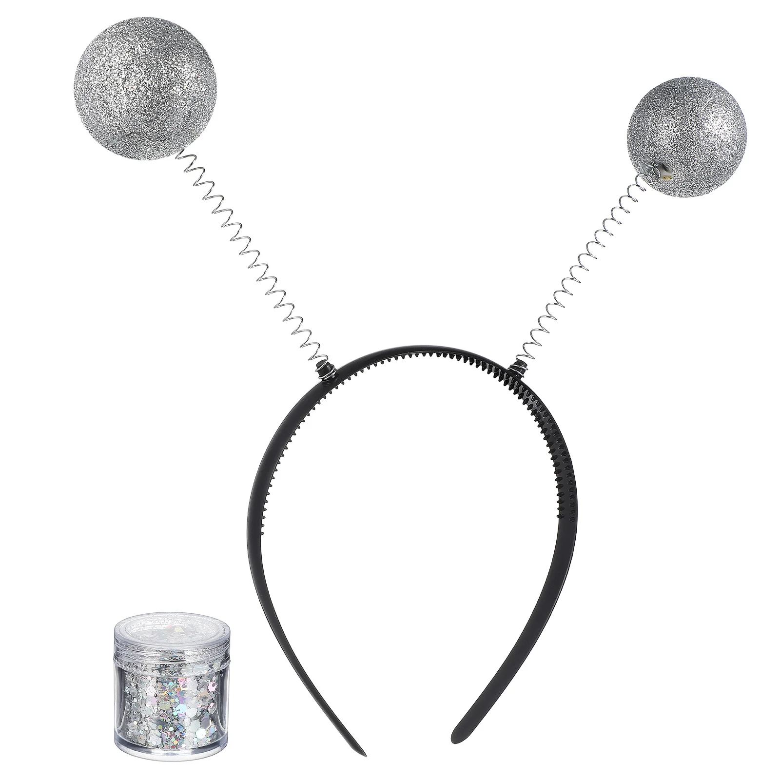 

Fashion Silver Antenna Headband with Dual Balls Lightweight Comfortable Headband for Women Cosplay Party Carnival