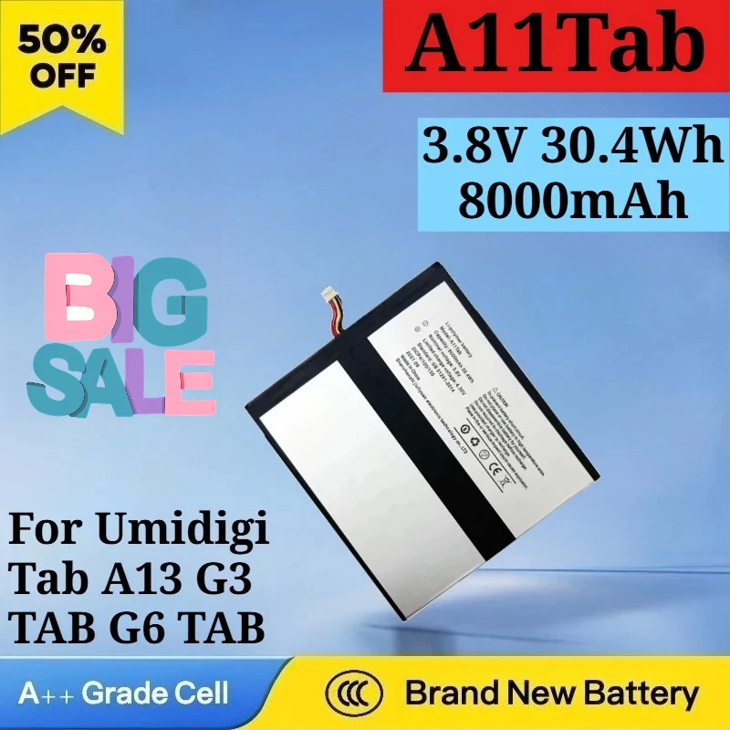 New A11Tab 3.8V 30.4Wh 8000mAh Li-ion Rechargeable Battery for Umidigi Tab A13 G3 TAB G6 TAB Active High Quality Laptop Battery