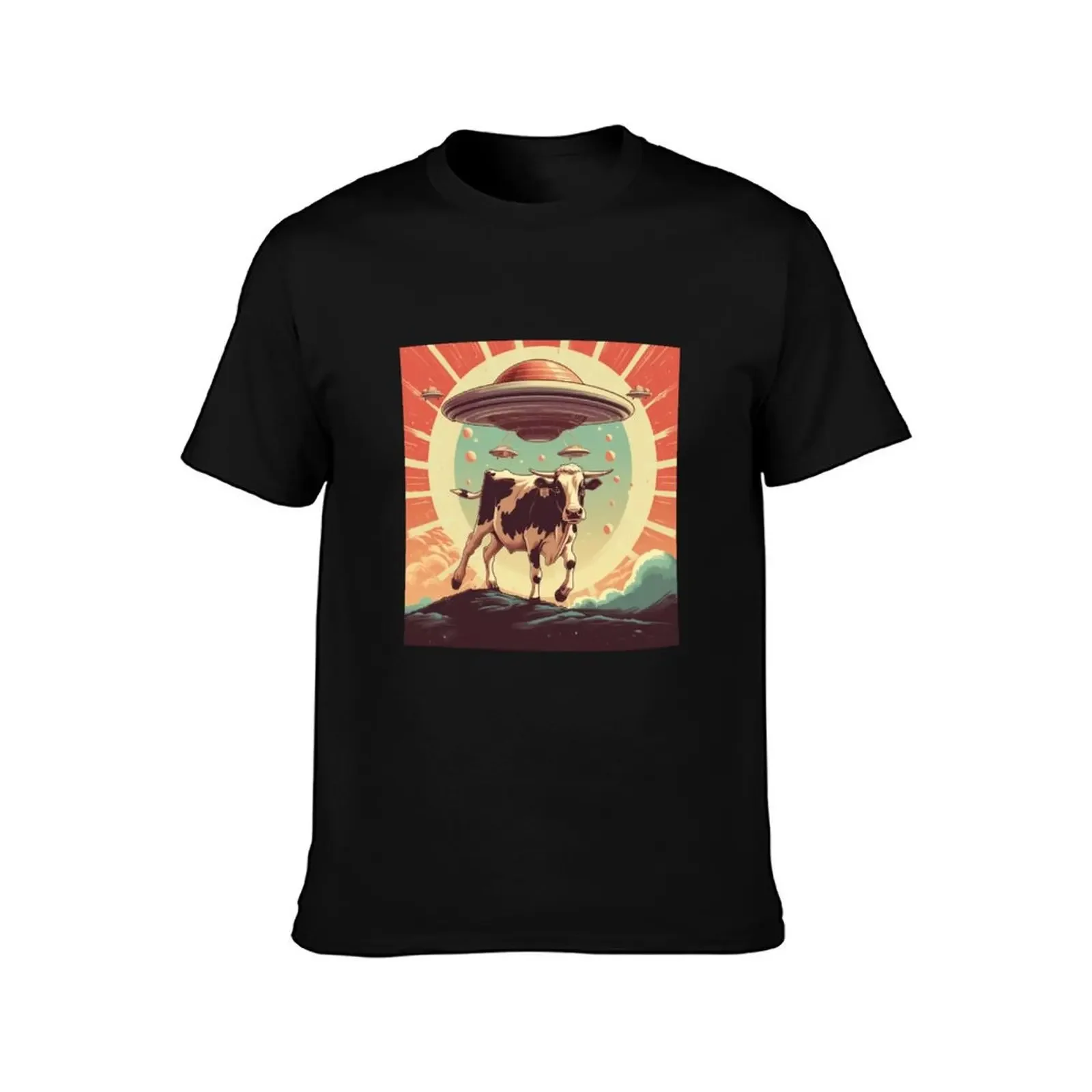 Cow Spaceship T-Shirt boys whites Blouse custom shirt luxury clothing labubu mens big and tall t shirts