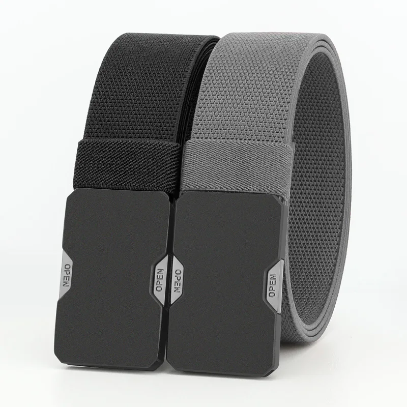 Men's elastic tactical belt, lightweight alloy buckle belt, men's elastic woven belt