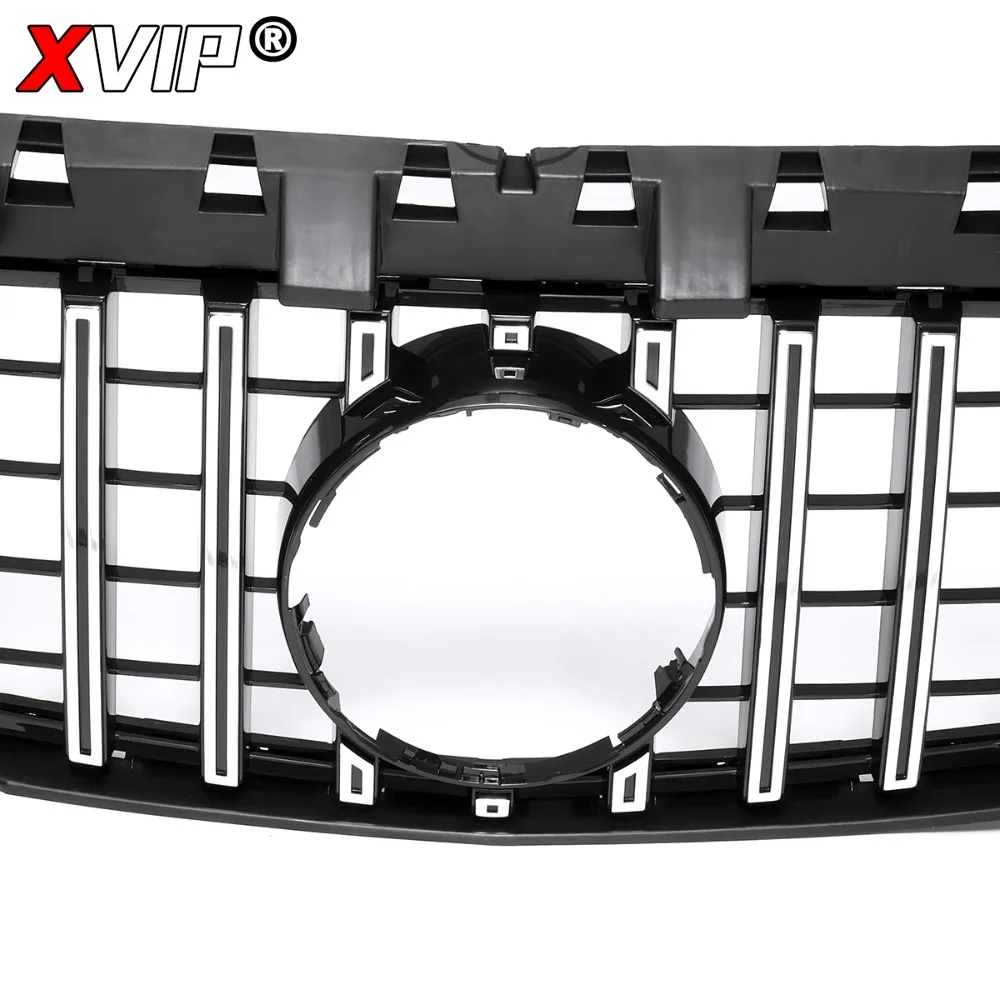 XVIP Chrome Silver GTR Style Racing Grille Glossy Black Bumper Grille For Mercedes Benz CLA-Class W117 13-18 CLA200 CLA250 CLA45