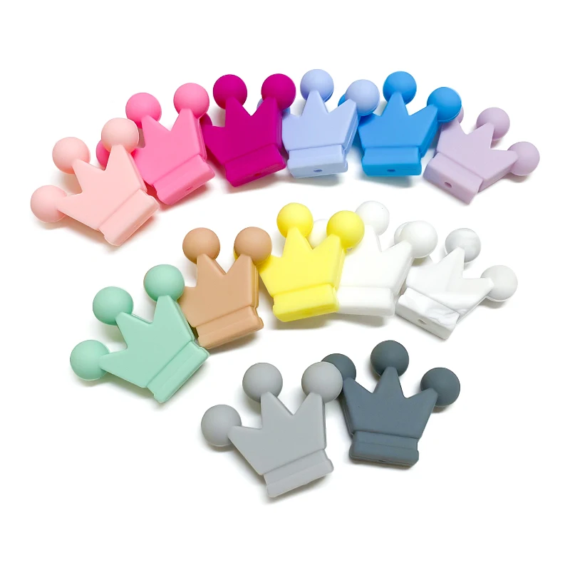 

10pcs Food Grade Crown Silicone Beads Baby Teething Toys Silicone DIY Pacifier Chain Pendant Accessories Baby Teethers