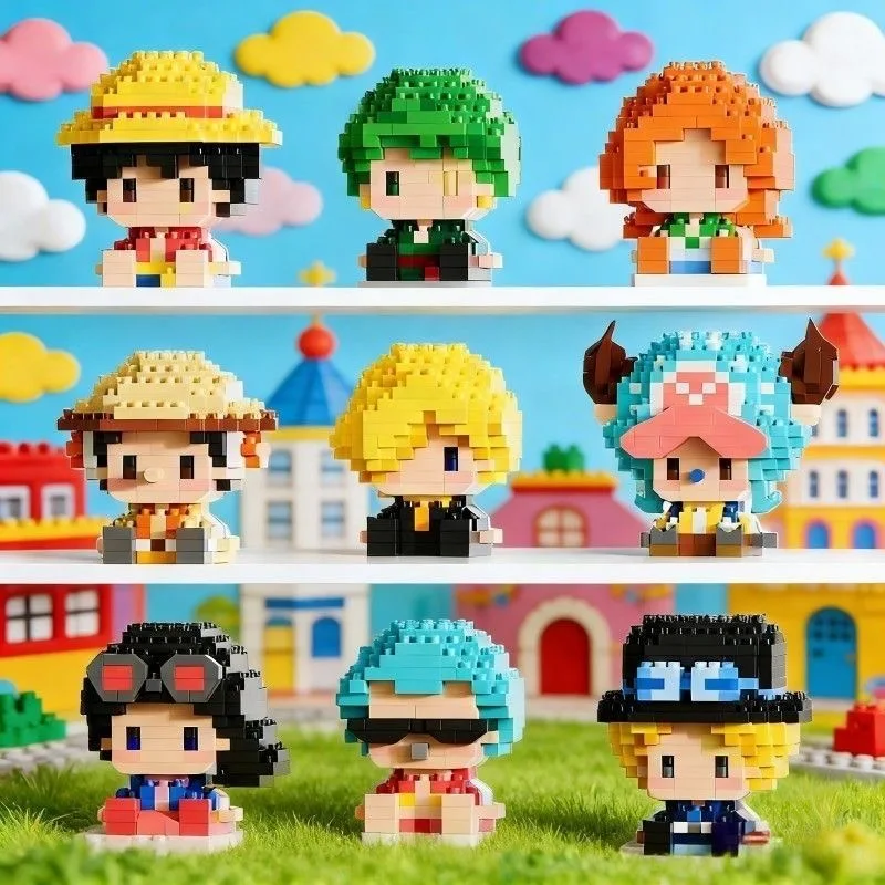 Bloques de Construcción de Anime, One Piece, Luffy, Nami, Usopp, Robin, Franky, Jinbe, Sanji, Figuras de Ladrillos en Miniatura, Juguetes para Regalo