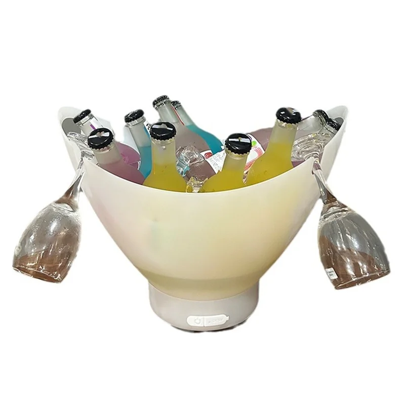 AAAEL-Ice Bucket With Bluetooth Speaker With Light Bar Large Ice Bucket Portable Wine Bucket Bar Accessories Beverage Bucket