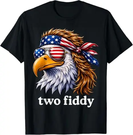 Two Fiddy America T-Shirt zum 250. Geburtstag, Y2k, 4. Juli, Two Fiddy George Washington Grafik-Outfit, USA-Flagge, patriotisches Adler-T-Shirt – Detail 4