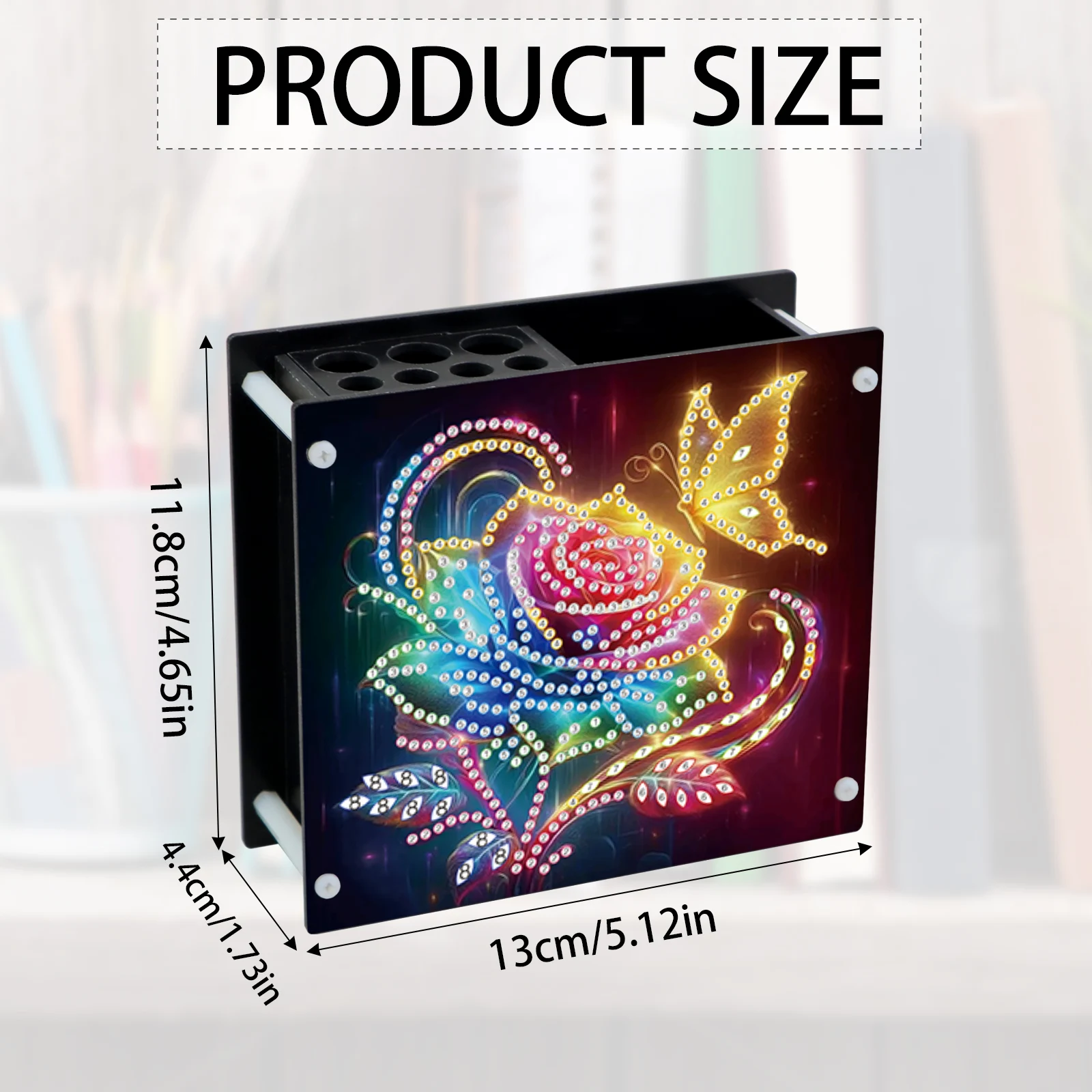 2Pcs Pen Holder Diamond Painting Kits,Butterfly and Rose Special Shape Diamond Painting Handmade,Desktop Decoration Storage Gift - view 2