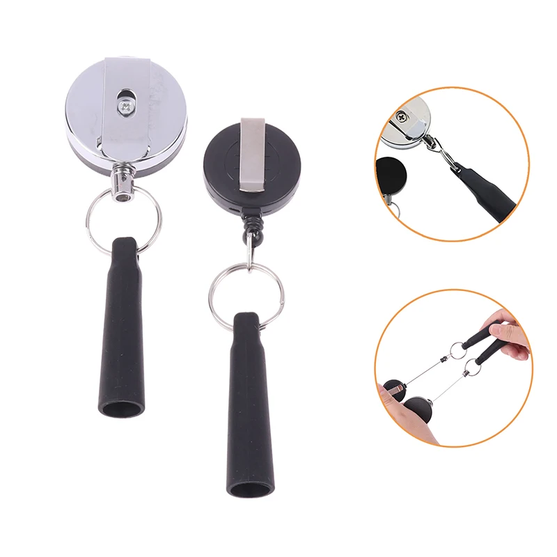 Camping Heavy Duty Retractable Pen Cap Pull Keychain Holder Reel Carpenter Pencils Anti Lost Rope Key Ring Chain Belt Clip