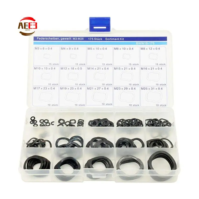 AEE3-3-25Mm Wave Spring Washers Assortment Kit 65Mn Manganese Spring Gasket Tri-Crest Washer Bearing Wave Pad Kit
