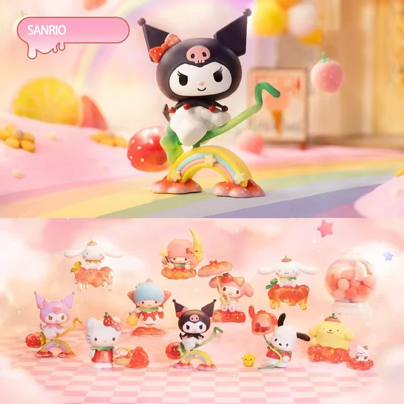 

Sanrio слепая коробка сладкий клубничный рай натуральный подарок на день рождения Kawaii детская игрушка модель украшение Hello Kitty Kuromi