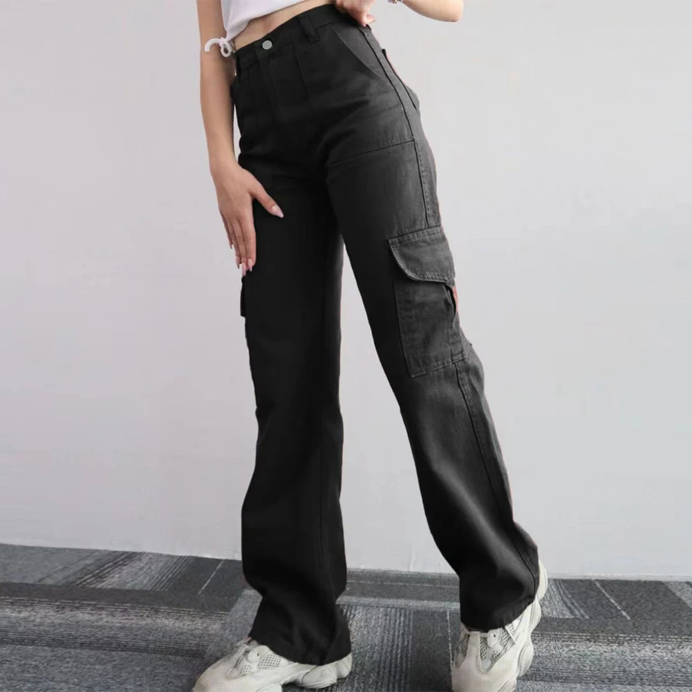 

Cargo Pants Womens Big Pockets Trousers Women Summer High Waist Straight Loose Jogger Pants Wide Leg Trousers