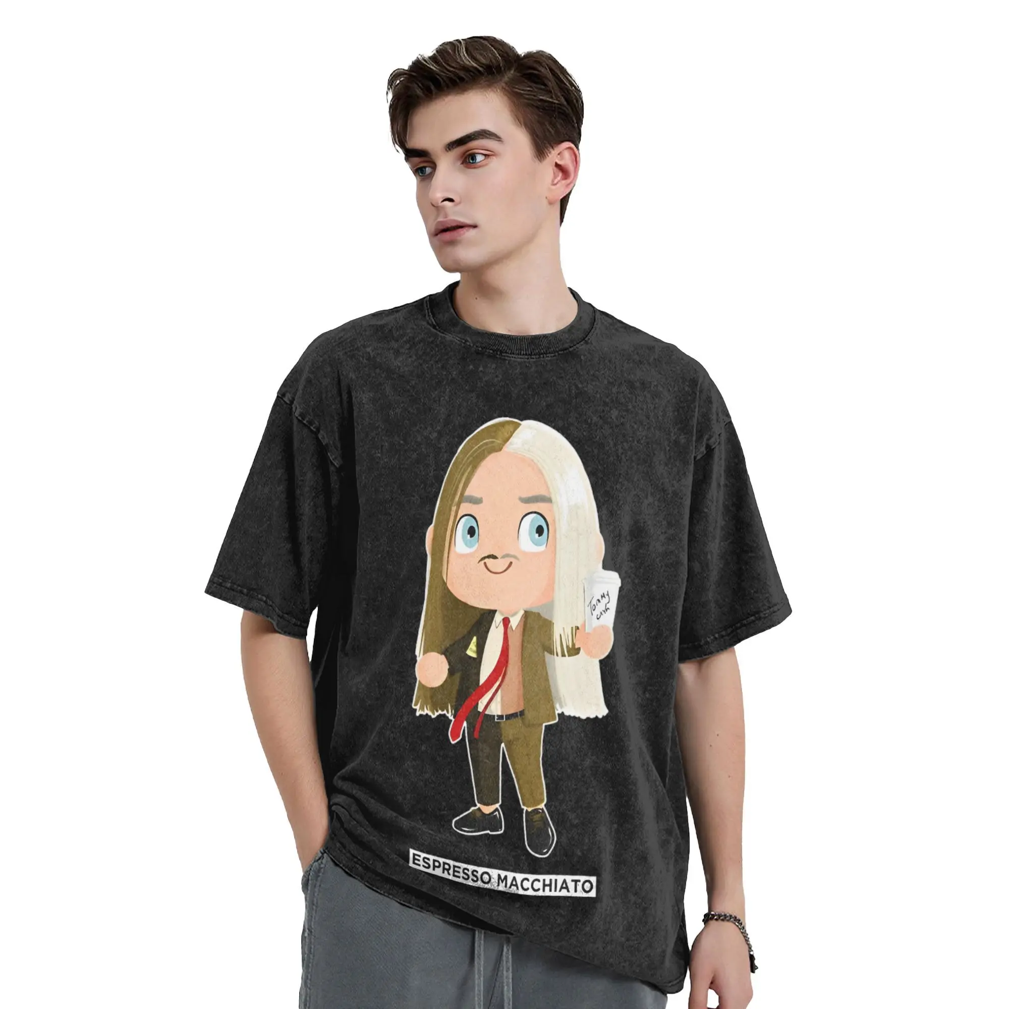 اسبريسو ماكياتو ، تومي كاش ، ESC 2025 إستونيا الرجال تي شيرت غسلها خمر تي شيرت القطن الملابس الأصلية