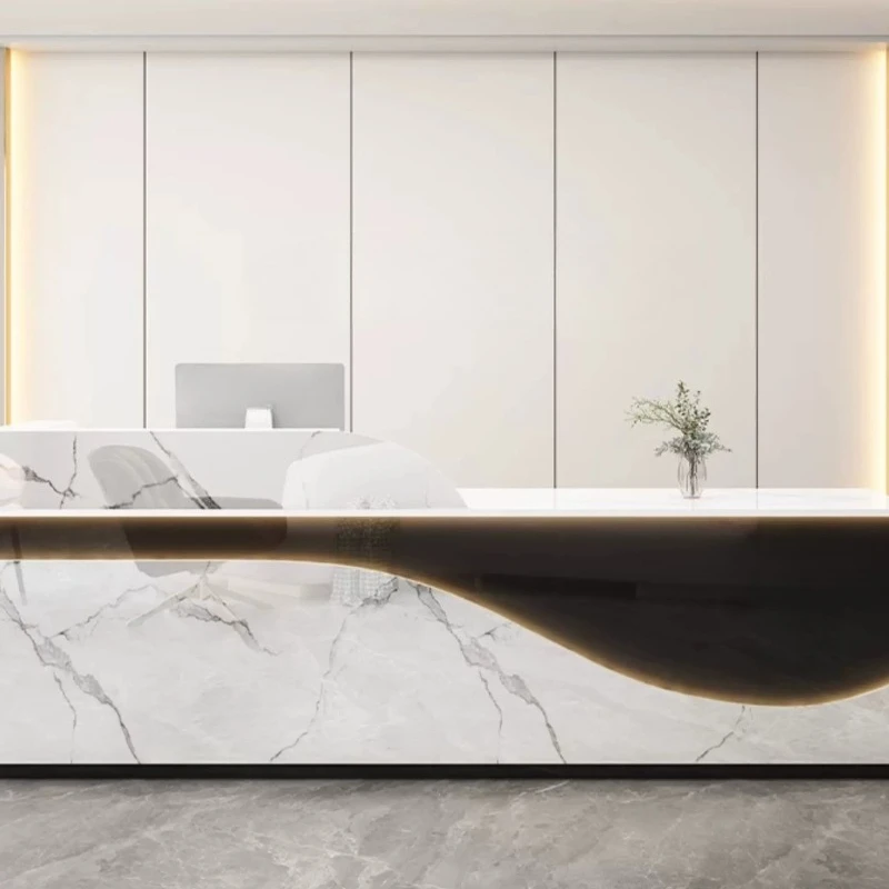 Company Modern Reception Desks Luxury Aesthetic Simple Welcome Reception Desks Design European Mostrador Commercial Furniture