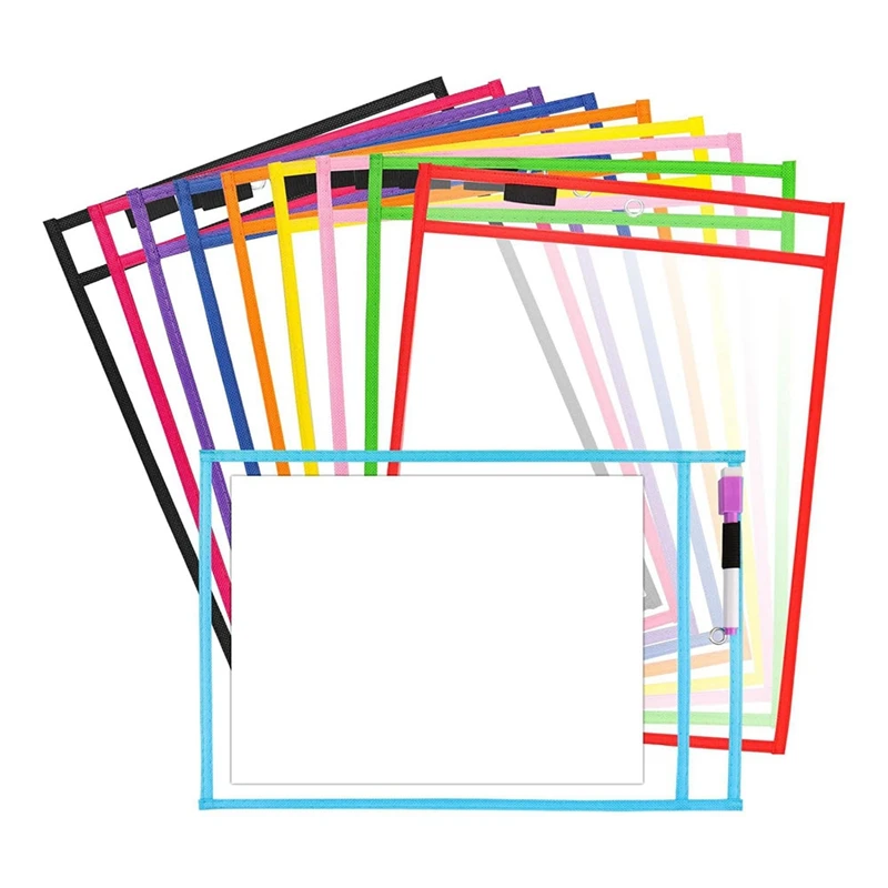 Dry Erase Pockets, Extra Largereusable Dry Erase Pocket Covers, Ticket Holders, Teacher Supplies Dry Erase Covers