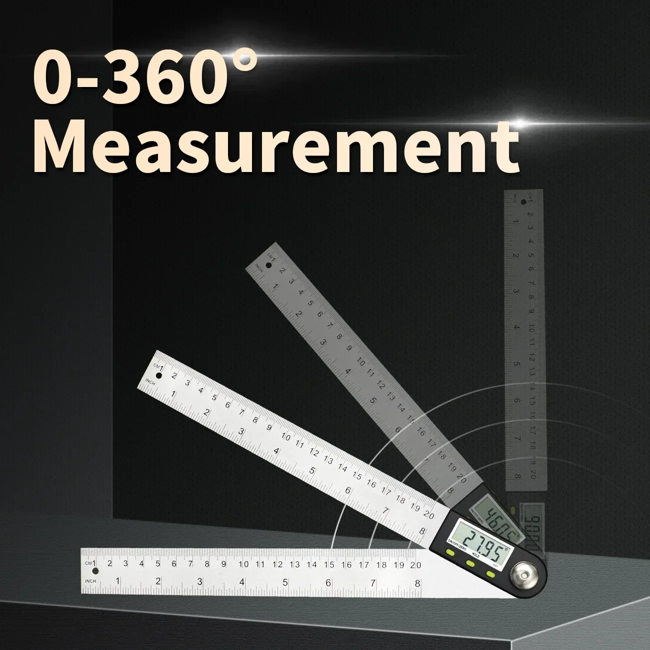 500mm 20\'\' Digital Ruler Stainless Steel Electronic Angle Meter Goniometer Digital Angle Finder Level Measuring Instruments