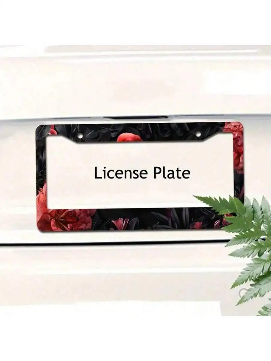 1pc Decorative Flamingo Metal License Plate Frame With Installation Accessories
