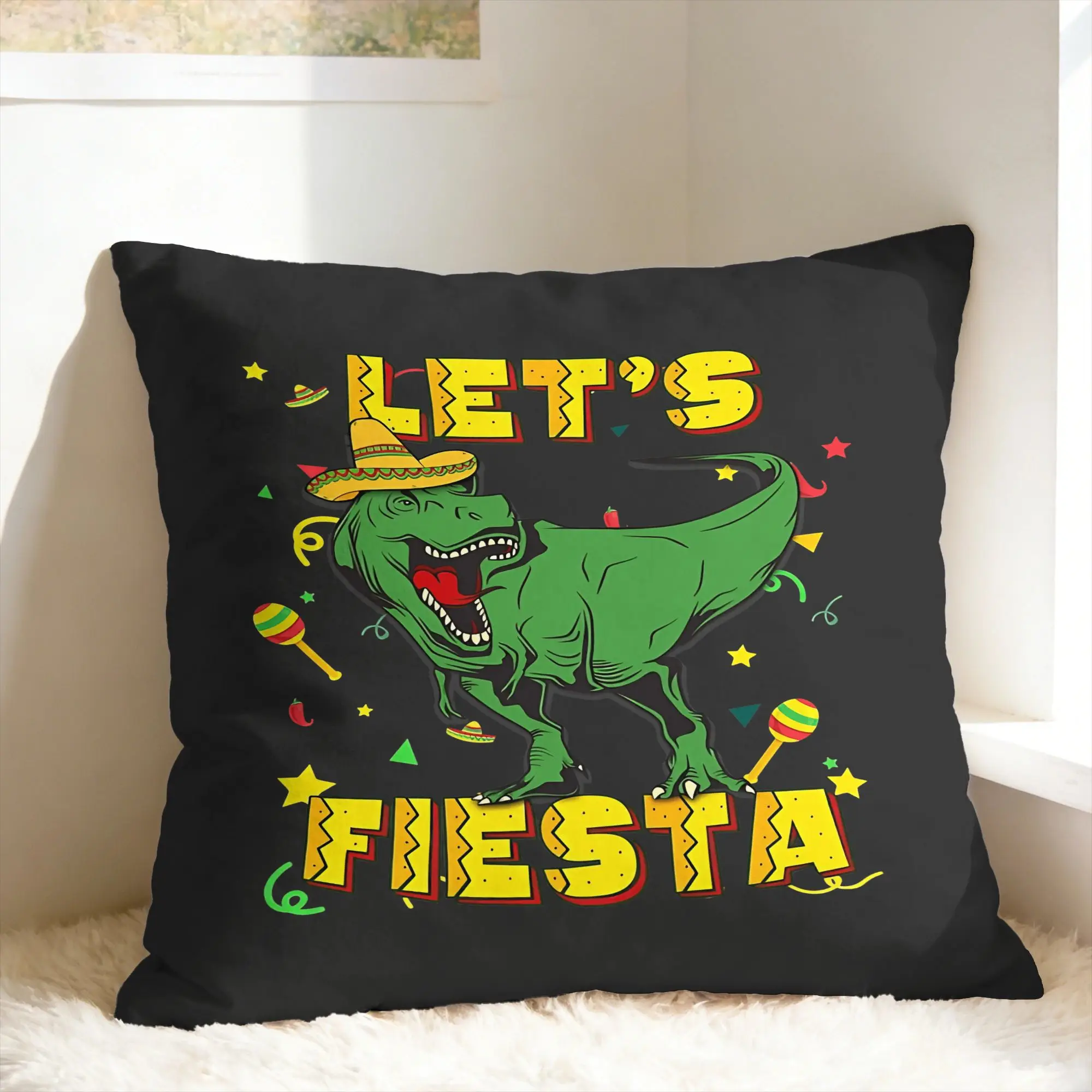 Pillow Cover Let's Shirt Party Fiesta  Retro Trendy Pillow Case For Sofa Car Home Decor Pillowcases