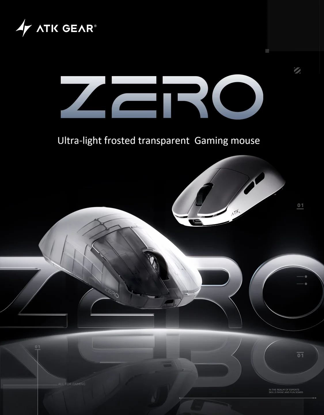 ATK ZERO Wireless Gaming Mouse Dual Mode Nordic Chip 8000Hz 39g Lightweight PAW3950 Ultra Sensor Ergonomic FPS PC Gaming Mice