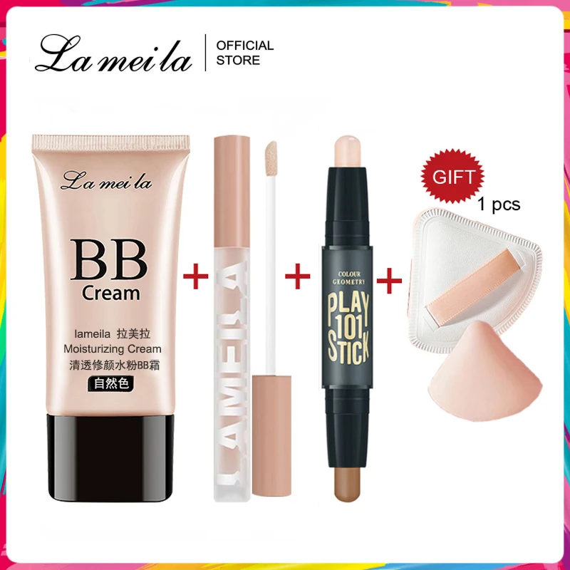 LAMEILA-Kit de maquillage, ensemble de beauté, BB crème, correcteur, contour du visage, surligneur, anciers